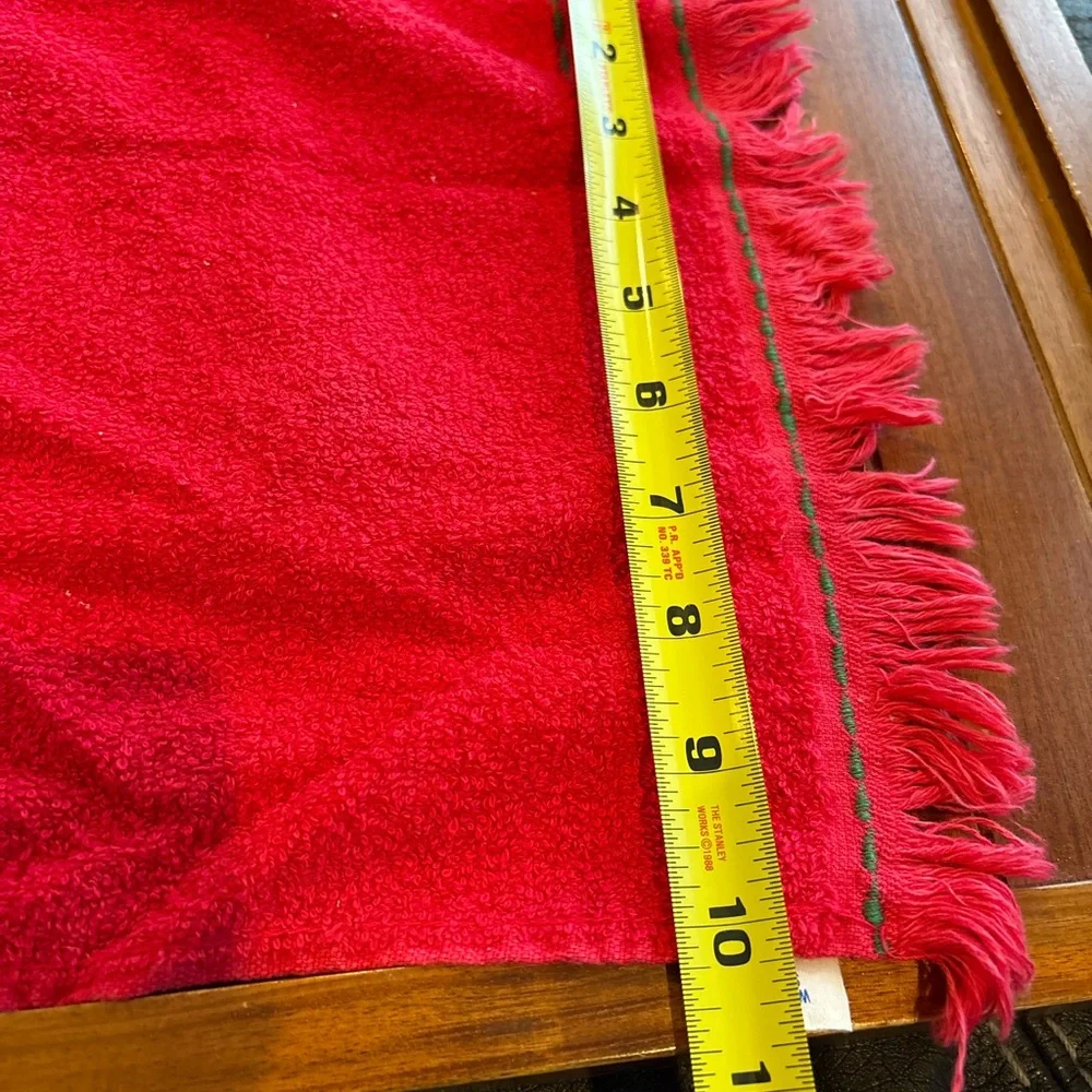 Cannon Vintage Christmas Hand Towel Set Red Green White Fringe